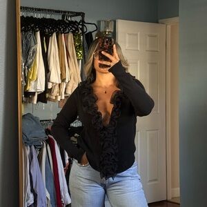 Vintage Silk Zip Up Top